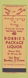 Matchbook Cover - Robbie's Package Liquor Yankton SD Motor Hotels Nancy Gurney