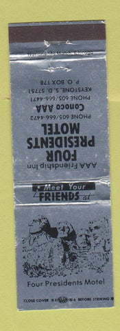 Matchbook Cover - Four Presidents Motel Keystone SD Conoco oil gas WEAR