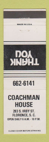 Matchbook Cover - Coachman House Florence SC