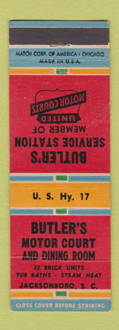 Matchbook Cover - Butler's Motor Court Jacksonboro SC