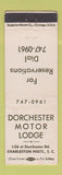 Matchbook Cover - Dorchester Motor Lodge Charleston Heights SC