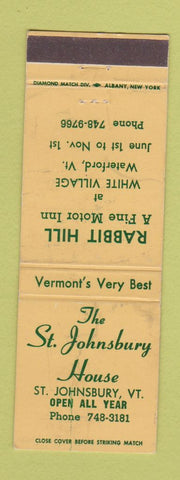 Matchbook Cover - St Johnsbury House VT WORN