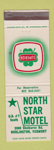 Matchbook Cover - North Star Motel Burlington VT Superior Motels