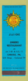 Matchbook Cover - Embers Restaurant Carlisle PA Quality Motel