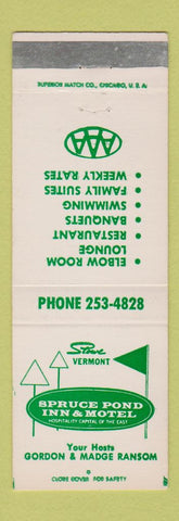Matchbook Cover - Spruce Pond Inn Motel Stowe VT