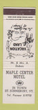 Matchbook Cover - Maple Center Motel St Johnsbury VT WEAR