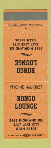 Matchbook Cover - Bongo Lounge Salt Lake City UT ORANGE