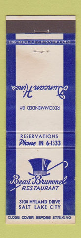 Matchbook Cover - Beau Brummel Restaurant Salt Lake City UT