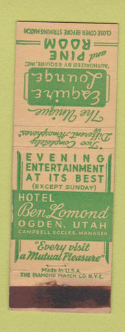 Matchbook Cover - Hotel Ben Lemond Ogden UT WEAR