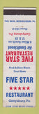 Matchbook Cover - Five Star Restaurant Gettysburg PA