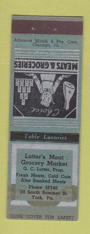 Matchbook Cover - Lutter's Meat Grocery York PA WORN