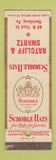 Matchbook Cover - Schoble Hats Ratcliff and Swartz Harrisburg PA feature WORN