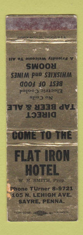Matchbook Cover - Flat Iron Hotel Sayre PA WORN