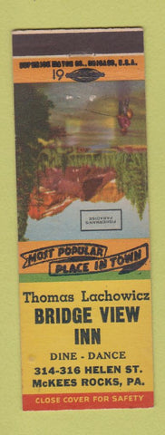 Matchbook Cover - Thomas Lachowicz Bridge View Inn McKees Rocks PA