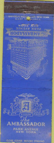 Matchbook Cover - Ambassador Hotel New York City