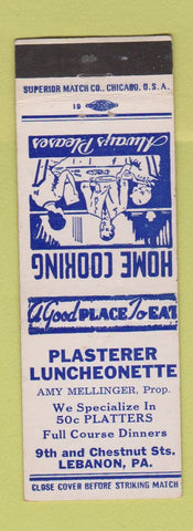 Matchbook Cover - Plasterer Lunch Lebanon PA Amy Mellinger