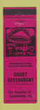 Matchbook Cover - Court Restaurant Allentown PA