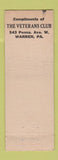 Matchbook Cover - Veterans Club of Warren PA Americanism SILVER