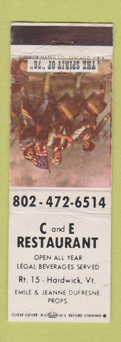 Matchbook Cover - C&E Restaurant Hardwick VT WORN