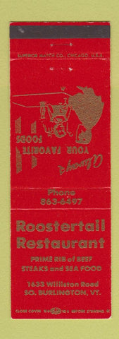 Matchbook Cover - Roostertail Restaurant South Burlington VT