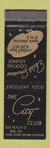 Matchbook Cover - City Club Erie PA