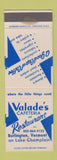 Matchbook Cover - Valade's Cafeteria Restaurant Burlington VT WEAR