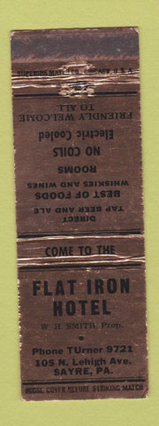 Matchbook Cover - Flat Iron Hotel Sayre PA WEAR