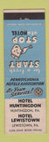 Matchbook Cover - Hotel Huntingdon PA Lewistown