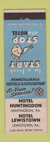 Matchbook Cover - Hotel Huntingdon PA Lewistown