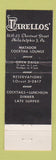 Matchbook Cover - Tarellos' Philadelphia PA restaurant Matador