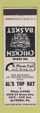 Matchbook Cover - Al's Top Hat Altoona PA Chicken in Basket