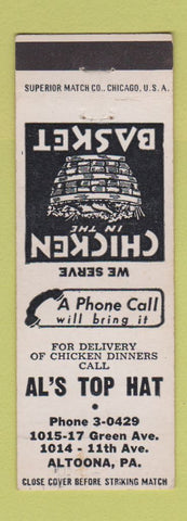 Matchbook Cover - Al's Top Hat Altoona PA Chicken in Basket