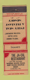 Matchbook Cover - Ja Cal Restaurant Carlisle PA
