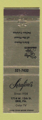 Matchbook Cover - Serajini's Italian Restaurant Erie PA