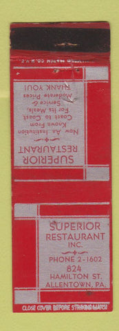 Matchbook Cover - Superior Restaurant Allentown PA WEAR