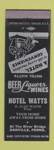 Matchbook Cover - Hotel Watts Danville PA