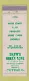 Matchbook Cover - Shaw's Green Acre Cabins Maple Syrup Westminster VT