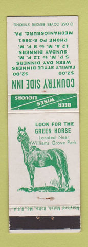 Matchbook Cover - Country Side Inn Mechanicsburg PA Green Horse WEAR