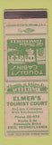 Matchbook Cover - Elmer's Tourist Court Erie PA