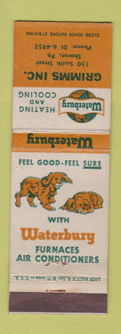 Matchbook Cover - Waterbury Heating Cooling Grimms Sharon PA