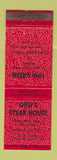 Matchbook Cover - Gigi's Steak House Center Rutland CT 19th Green