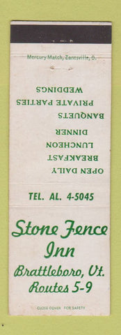 Matchbook Cover - Stone Fence Inn Brattleboro VT WEAR