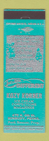 Matchbook Cover - Kozy Korner Sunbury PA