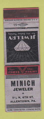 Matchbook Cover - Minich Jewelry Allentown PA WWII