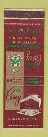 Matchbook Cover - Hotel Casey Scranton PA