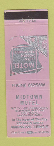 Matchbook Cover - Midtown Motel Burlington VT
