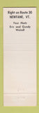 Matchbook Cover - Old Newfane Inn  Newfane VT WEAR
