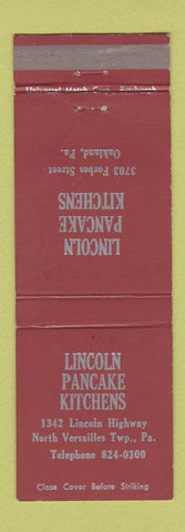 Matchbook Cover - Lincoln Pancake Kitchens North Versailles Township PA