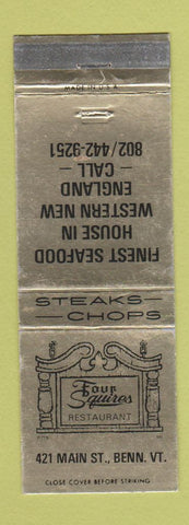 Matchbook Cover - Four Squires Restaurant Bennington VT