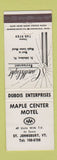 Matchbook Cover - Maple Center Motel St Johnsbury VT